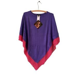 NWT IMAN Global Chic XS purple Pink Womens Purple Poncho Sweater Top